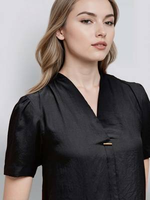 Black woven polyester top 2