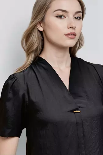 Black woven polyester top