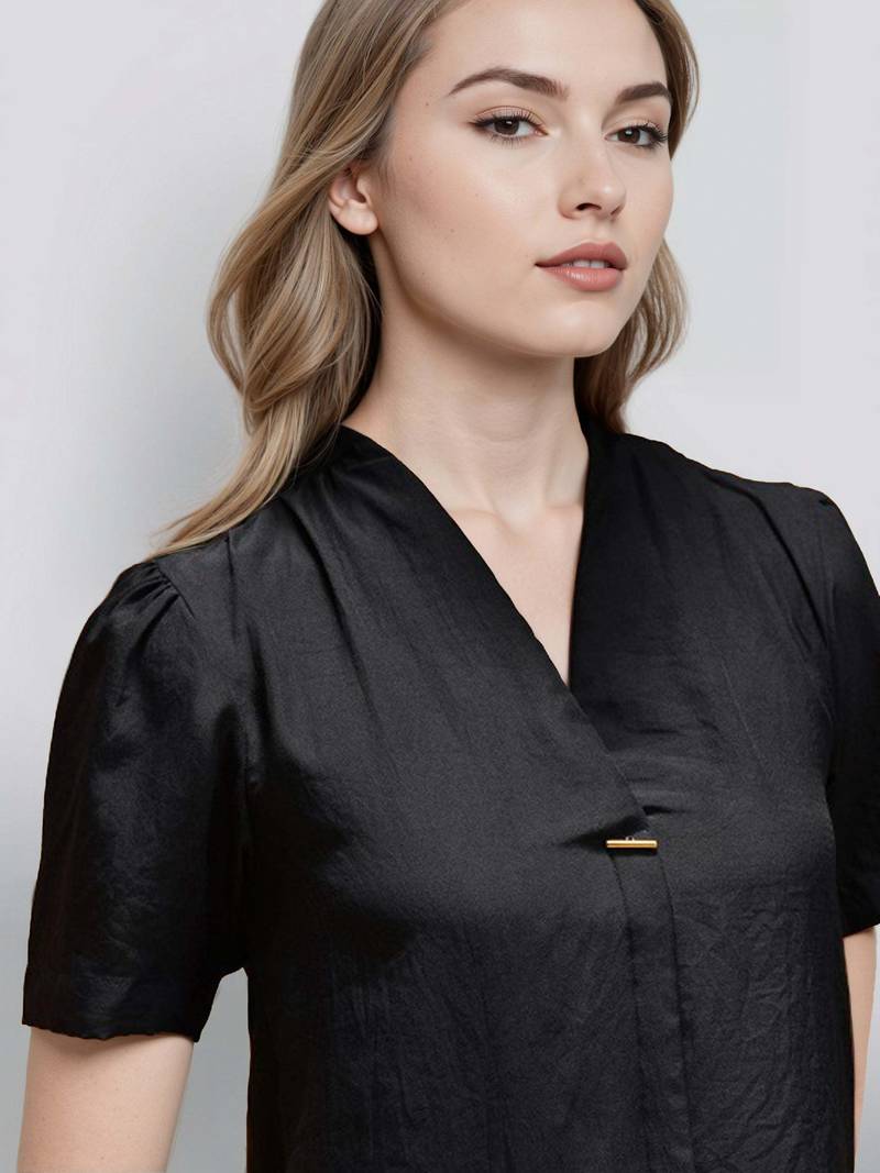 Black woven polyester top