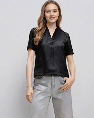 Black woven polyester top 3