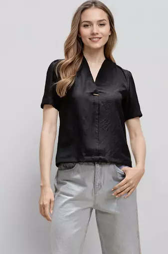 Black woven polyester top