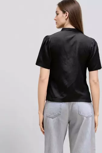 Black woven polyester top