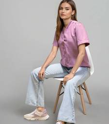 Pink woven polyester top