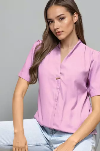 Pink woven polyester top