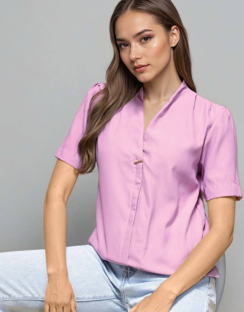 Pink woven polyester top