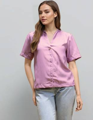 Pink woven polyester top 1