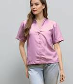 Pink woven polyester top