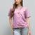 Pink woven polyester top