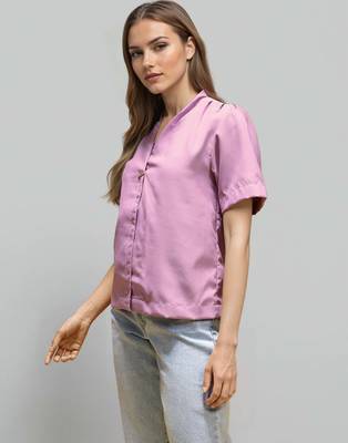 Pink woven polyester top 5