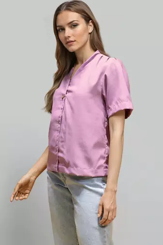 Pink woven polyester top