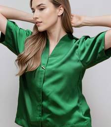 Green woven polyester top
