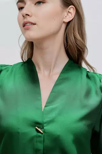 Green woven polyester top
