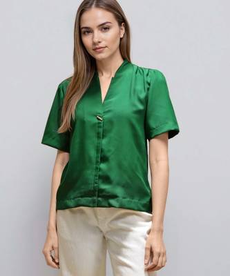 Green woven polyester top 1