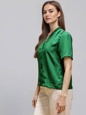 Green woven polyester top 4