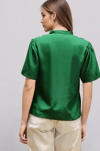 Green woven polyester top