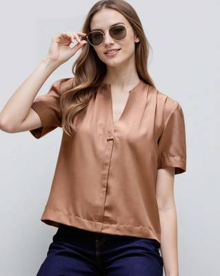 Brown woven polyester top 1