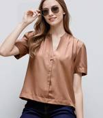 Brown woven polyester top