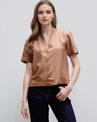 Brown woven polyester top 3