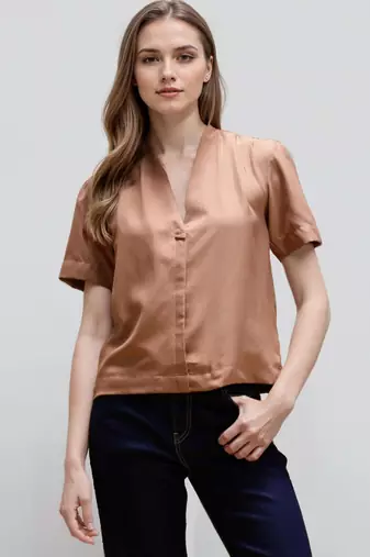 Brown woven polyester top