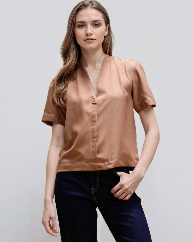 Brown woven polyester top