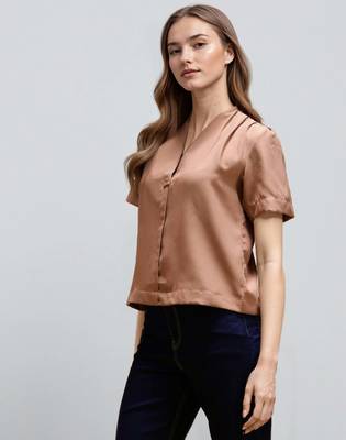 Brown woven polyester top 4