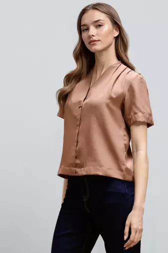 Brown woven polyester top