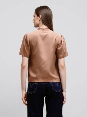 Brown woven polyester top 5