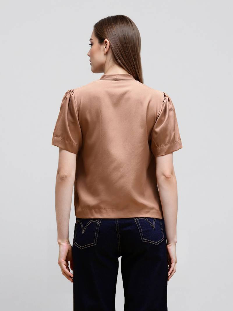 Brown woven polyester top