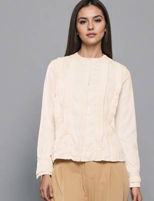 Off white woven polyester top 1