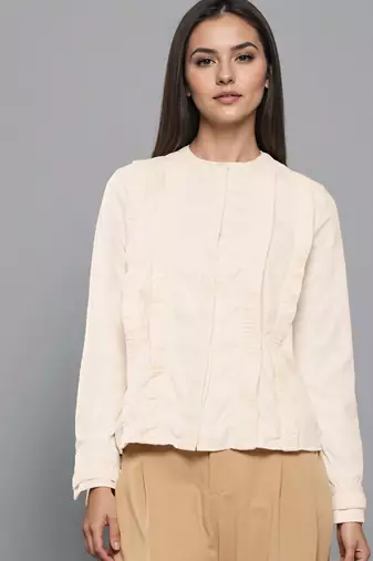 Off white woven polyester top