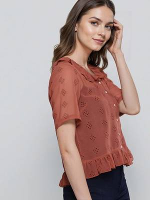 Rust woven polyester top 3