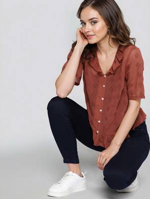 Rust woven polyester top 5