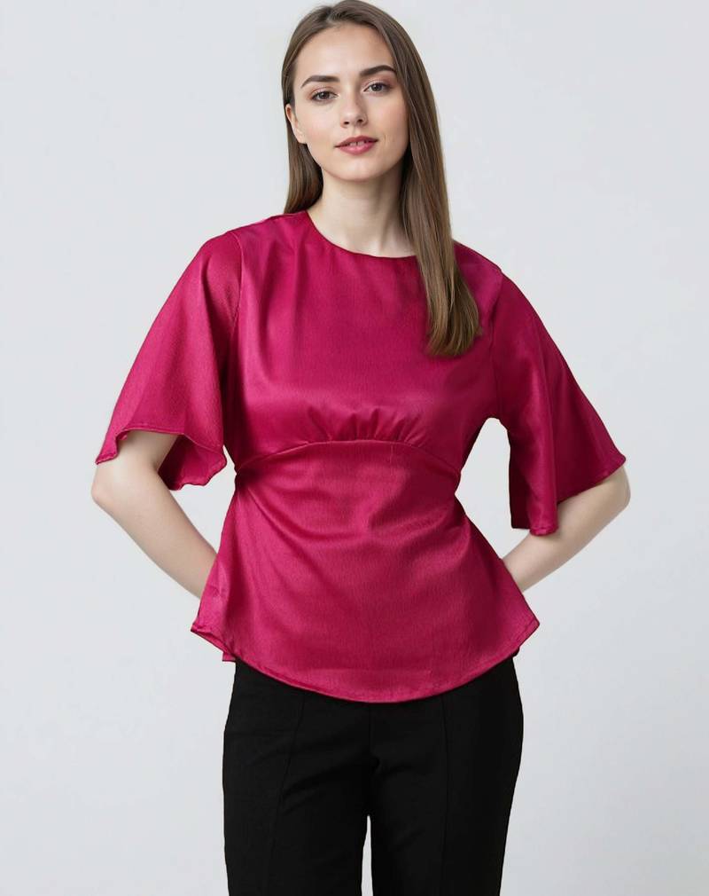 Pink woven polyester top
