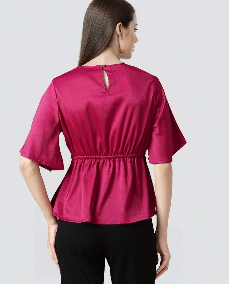 Pink woven polyester top