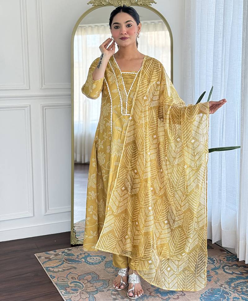 Yellow printed suit set