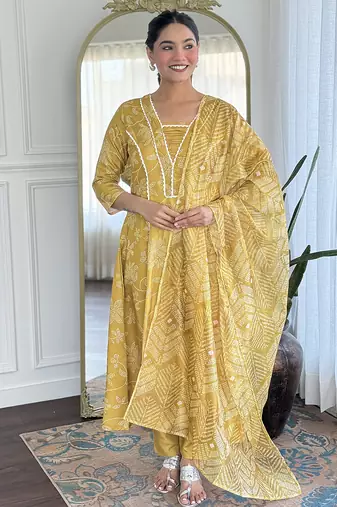 Yellow printed suit set