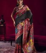 Black modal pashmina handloom weaving saree