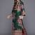 Green printed art silk long kurtis