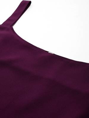 Burgundy solid poly crepe kurta sets 5