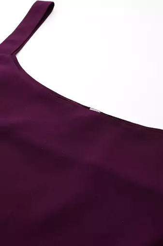 Burgundy solid poly crepe kurta sets