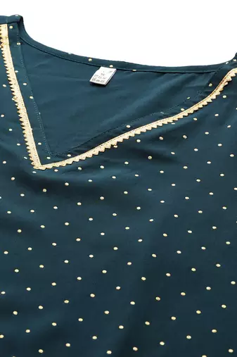 Green printed poly crepe kurta sets