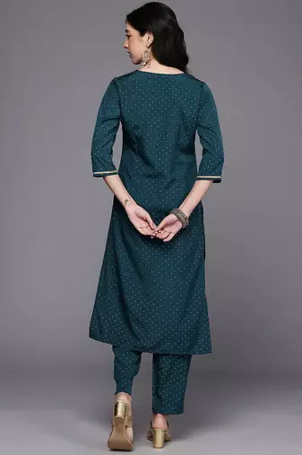 Green printed poly crepe kurta sets