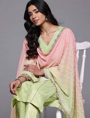 Green printed pure cotton kurta sets 2