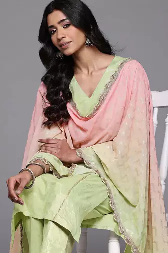 Green printed pure cotton kurta sets
