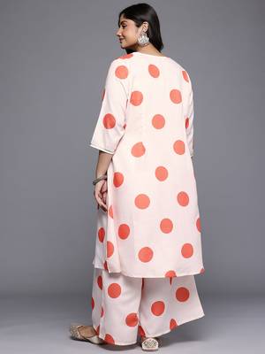 Off white printed cotton blend kurta sets 5