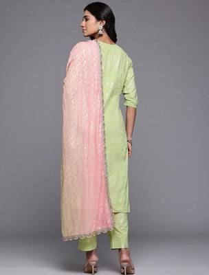 Green printed pure cotton kurta sets 4
