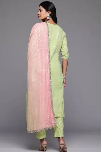 Green printed pure cotton kurta sets