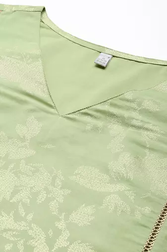 Green printed pure cotton kurta sets
