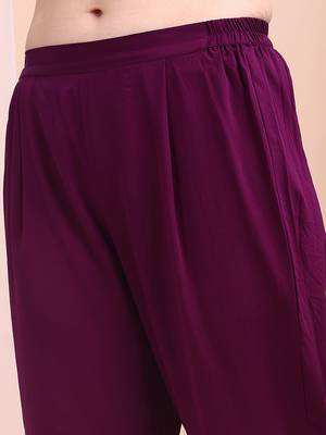 Purple printed poly georgette kurta sets 4