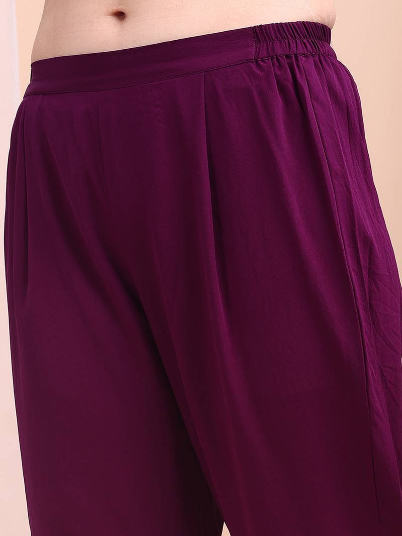 Purple printed poly georgette kurta sets